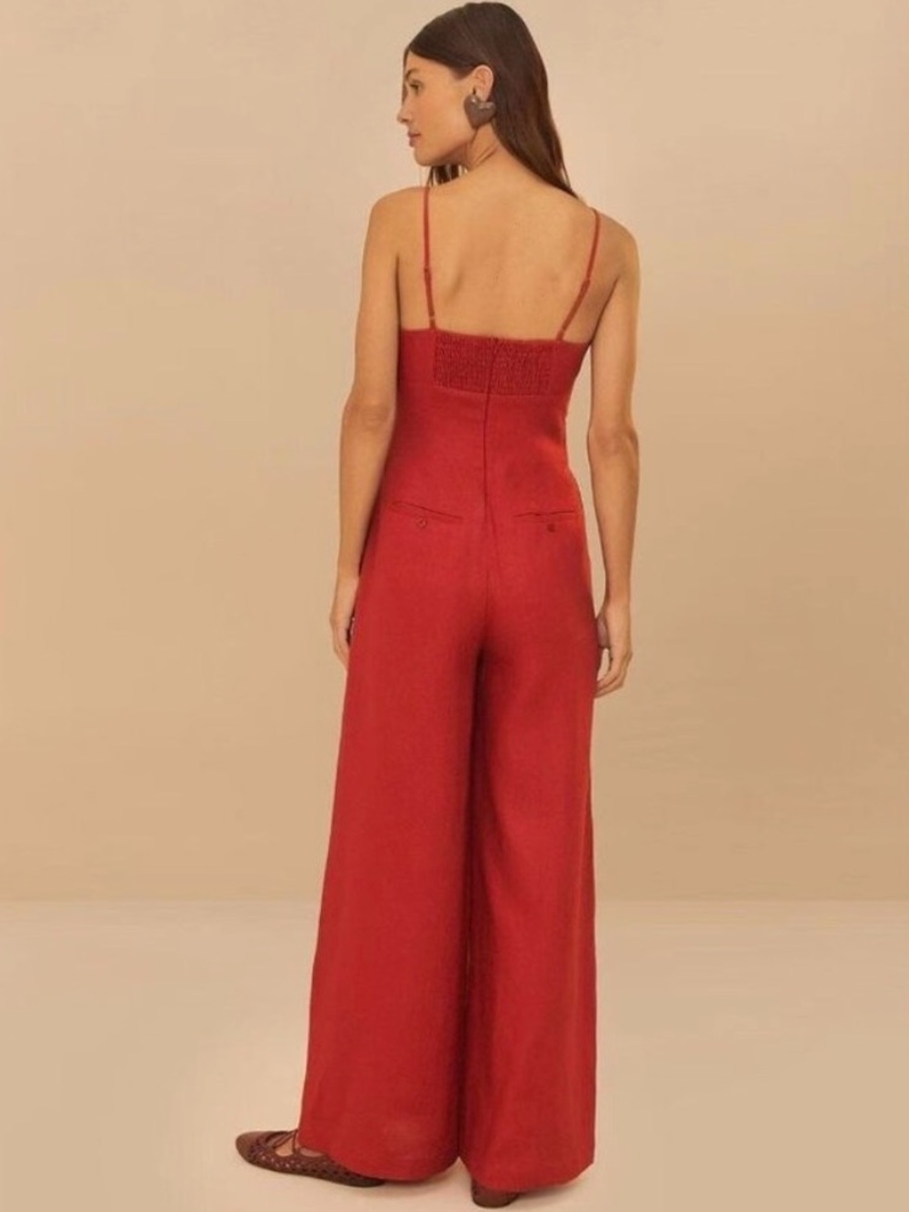 FARM Rio Red Ruffled Bust Wide-Leg Jumpsuit - Picture 3 of 11